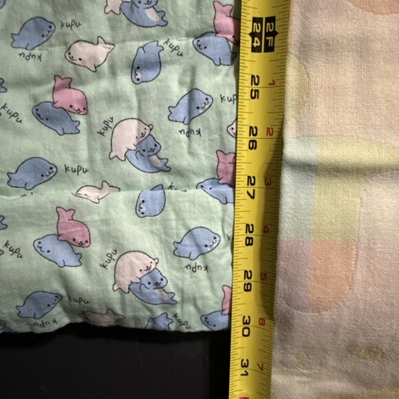 Set of 2 Baby Receiving Blankets Bunnies 35x35” Whales Dolphins Kupu 28x30” - Picture 8 of 13